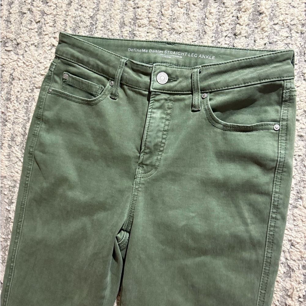 Chicos define me denim green straight leg ankle pants jeans size 4 - Picture 3 of 5